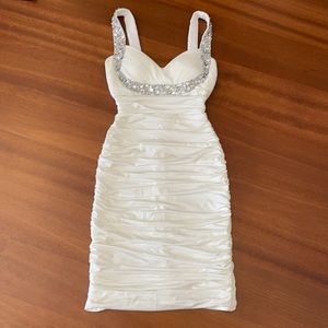 Gorgeous body con ruching dress with rhinestones